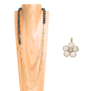 Dualité Sautoir — Big Flower Nacrée